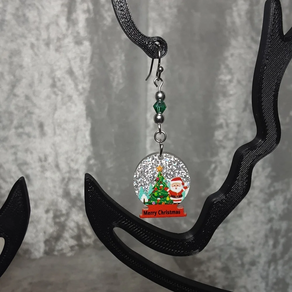 Handmade Snowglobe Christmas Earrings 2.5